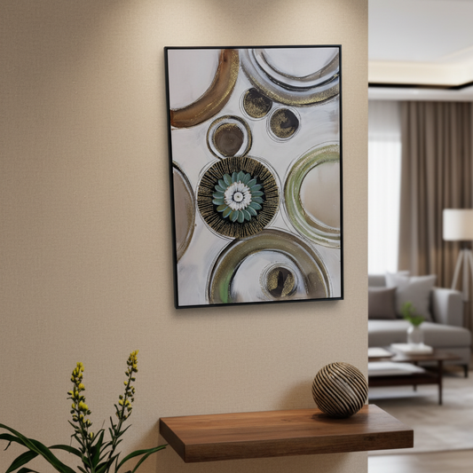 "Cosmic Rings" - Premium 3D Textured Abstract Art with Metallic & Gold Leaf Accents