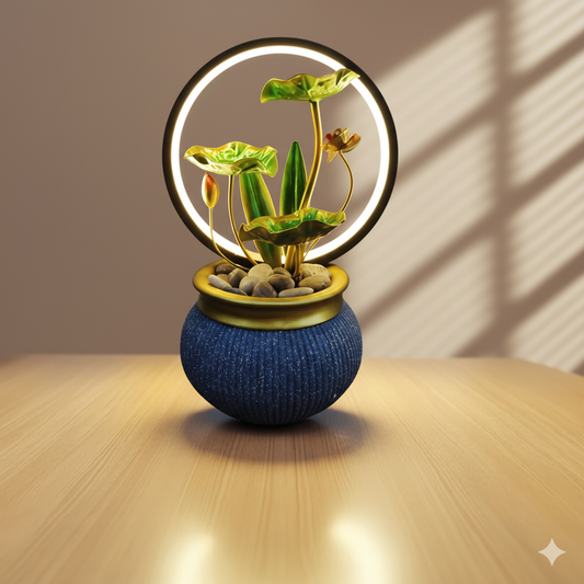 Illuminated Lotus Flower Tabletop Fountain