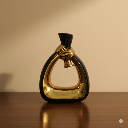 The Gilded Embrace Vase For Indoor Decor- Black