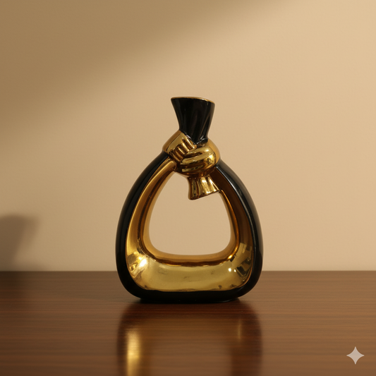 The Gilded Embrace Vase For Indoor Decor- Black