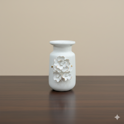 Luxury Ceramic Blossom Vase with Gold Accents