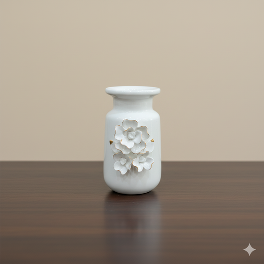Luxury Ceramic Blossom Vase with Gold Accents