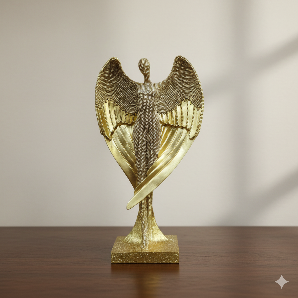 Golden Seraph" Luxury Angel Figurine - Elegant Winged Sculpture