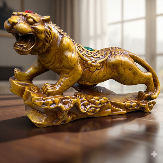 Golden Roaring Tiger Feng Shui Statue