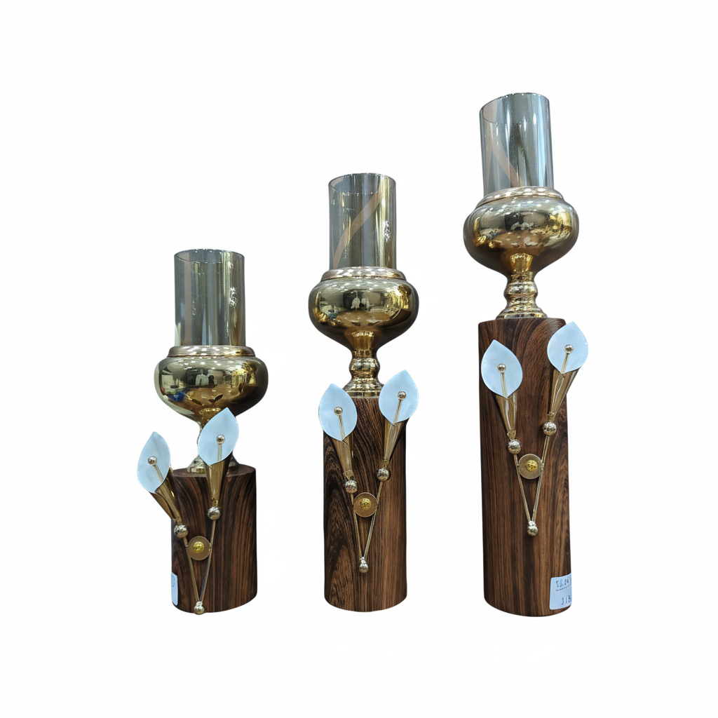 The "Opulent Trio" Luxury Candle Stand Set Brown