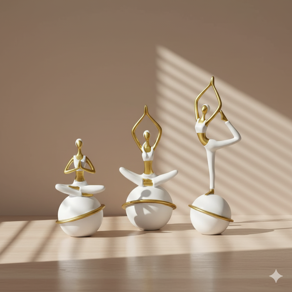 Yoga Zen Figurines Decorative Set of 3 Pcs