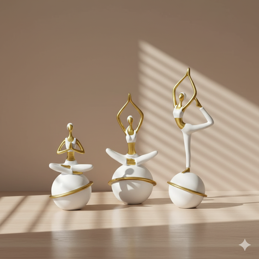 Yoga Zen Figurines Decorative Set of 3 Pcs