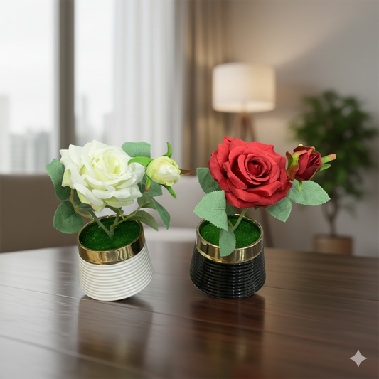 Gilded Serenity Rose Duo in Luxury Vases