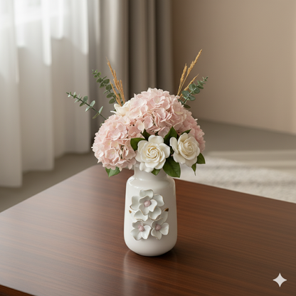 Luxury Ceramic Blossom Vase with Gold Accents