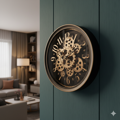 Industrial Bronze Gear Wall Clock