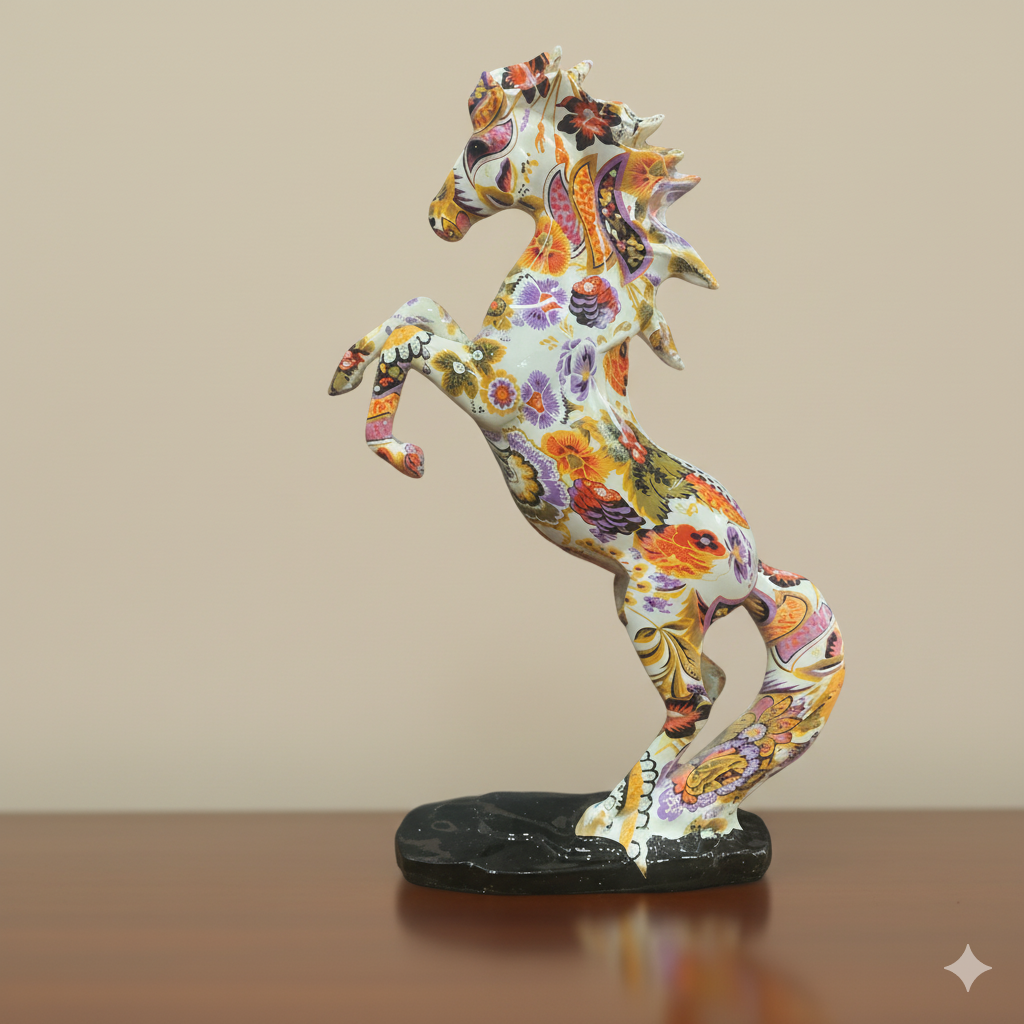 Bohemian Rhapsody" Artistic Horse Sculpture - Hand-Painted Décor