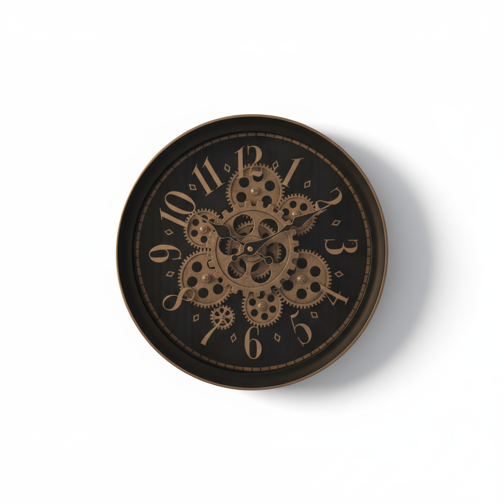 Industrial Bronze Gear Wall Clock