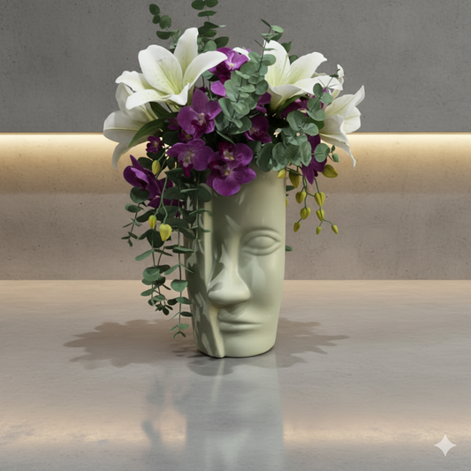 Abstract Serenity Ceramic Face Vase