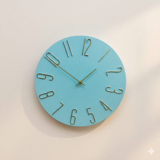 Minimalist Nordic Wall Clock with Teal Face
