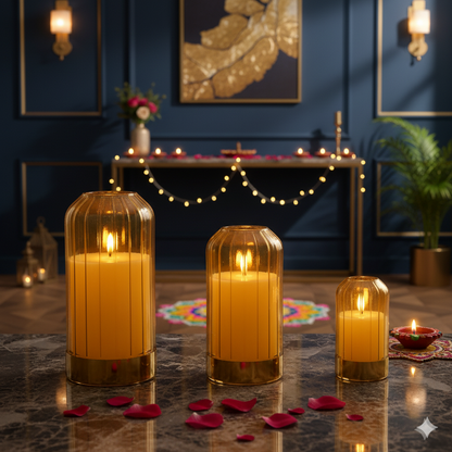 The "Radiant Aura" Luxury Hurricane Candle Set