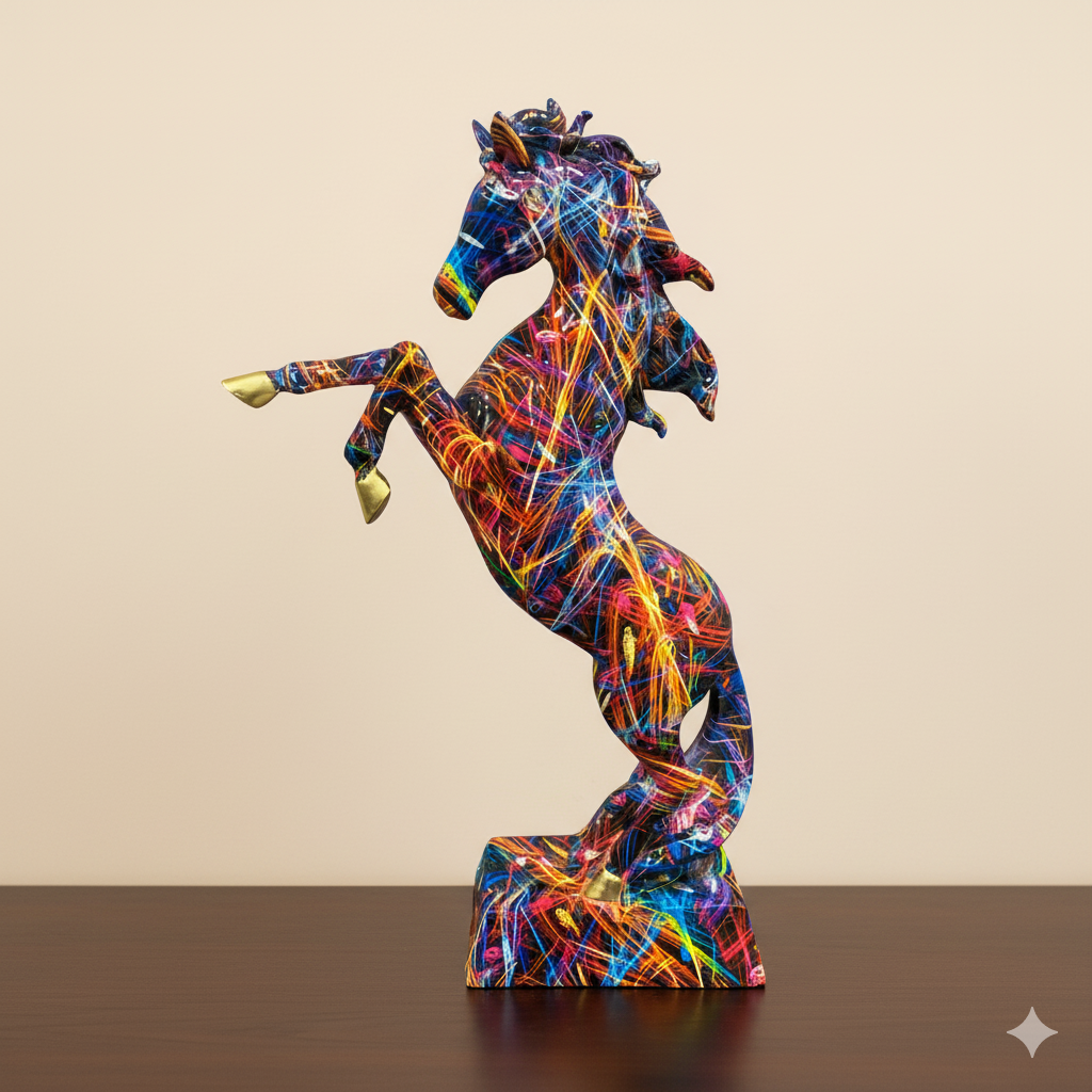 The "Vibrant Zenith" Luxury Abstract Horse Sculpture - A Dazzling Art Piece