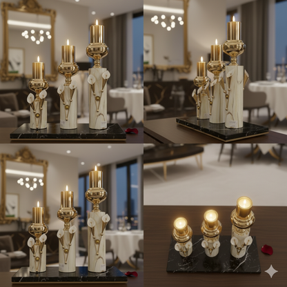 The "Opulent Trio" Luxury Candle Stand Set