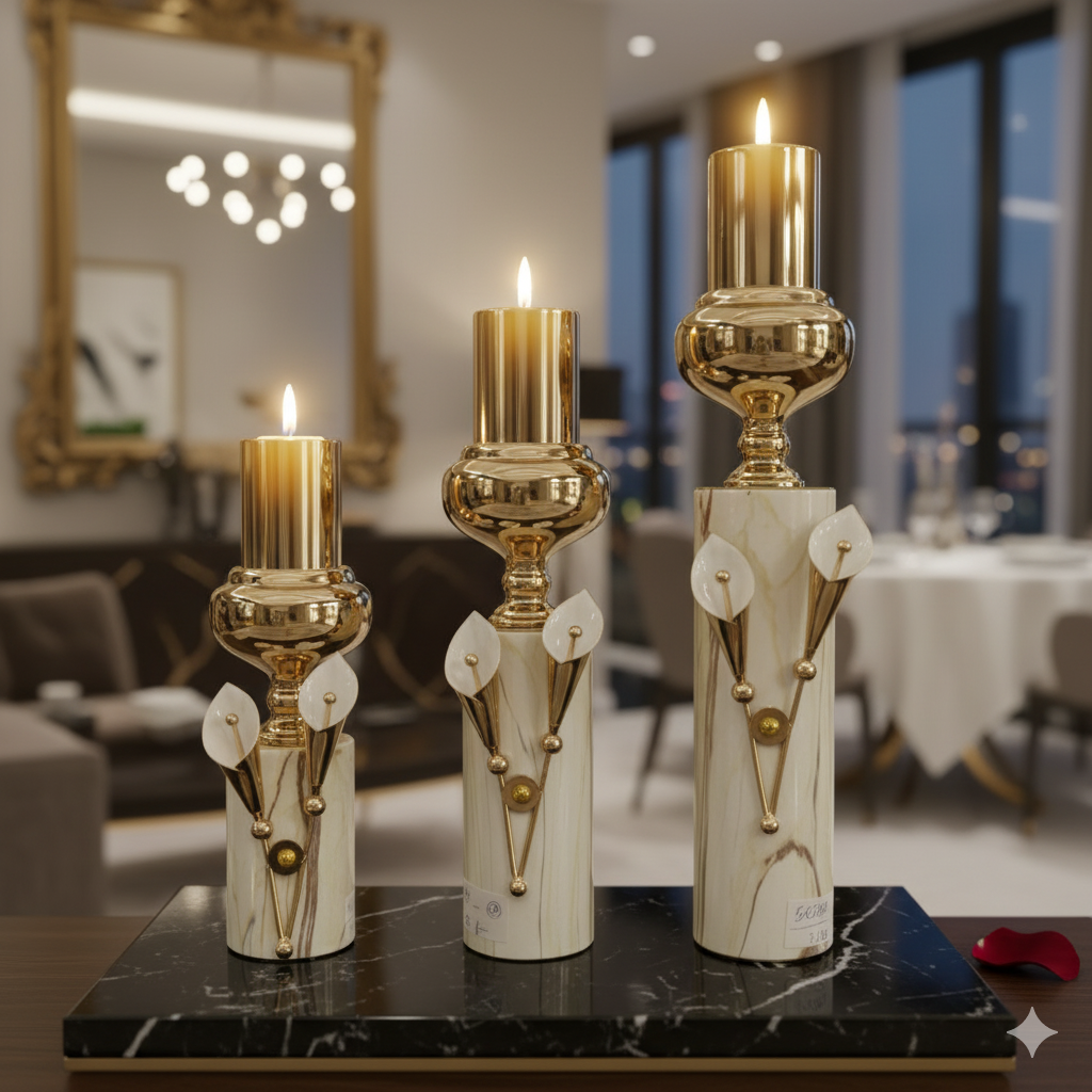 The "Opulent Trio" Luxury Candle Stand Set
