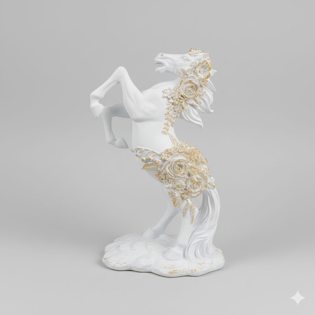 The "Gilded Rose" Luxury Rearing Horse Sculpture