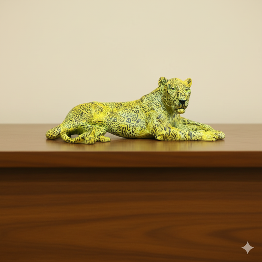 The "Textured Serenity" Knitted Leopard Sculpture - Modern & Minimalist Décor