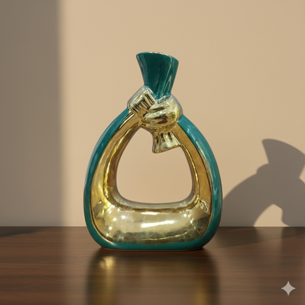 The Gilded Embrace Vase For Indoor Decor- Green
