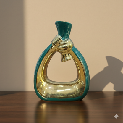 The Gilded Embrace Vase For Indoor Decor- Green