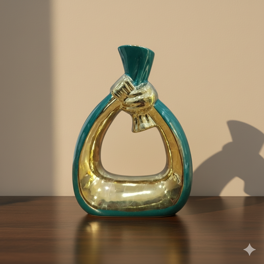 The Gilded Embrace Vase For Indoor Decor- Green