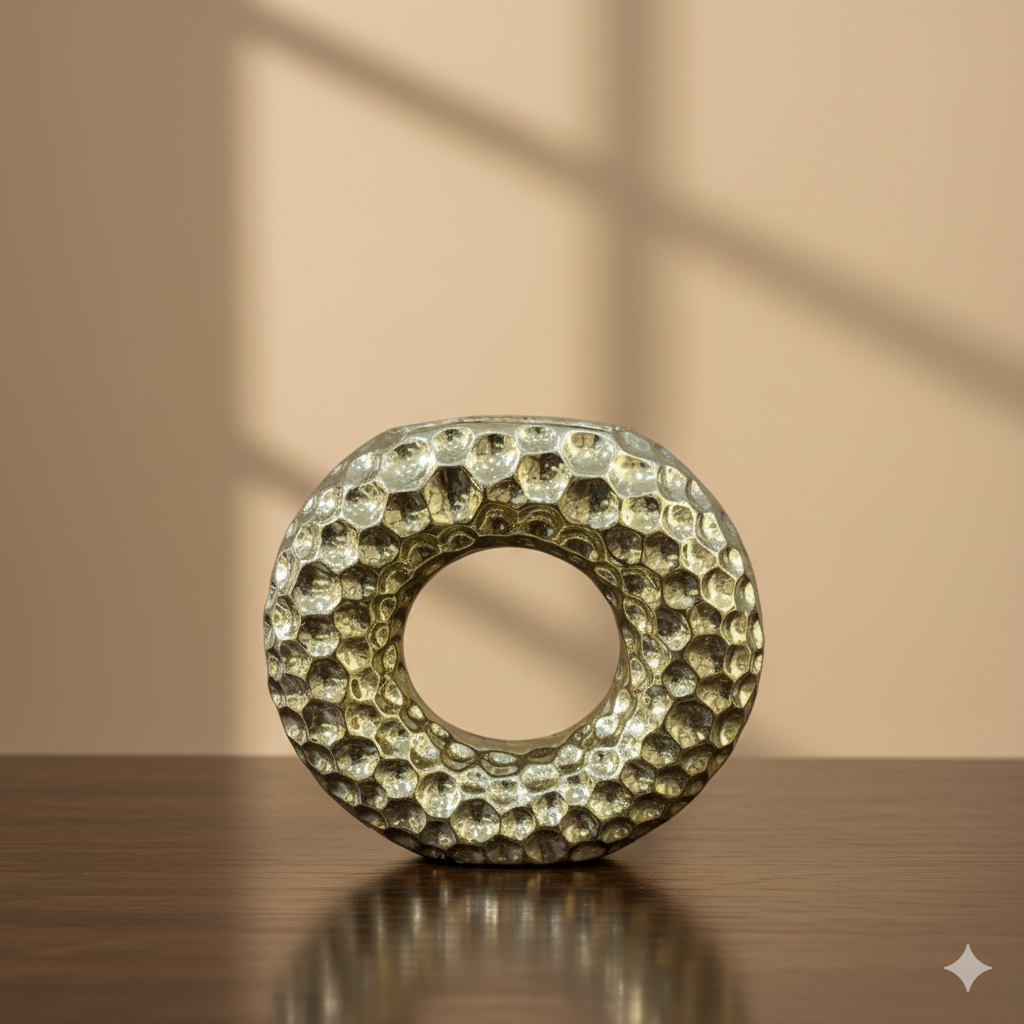Artisan Hammered Gold Torus Vase